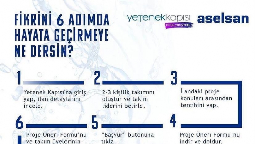 Suyun Yarını Proje Yarışması seni bekliyor. Başvuru adımlarını takip ederek yarışmamıza katıl, sürdürülebilir bir geleceğe imzanı at!